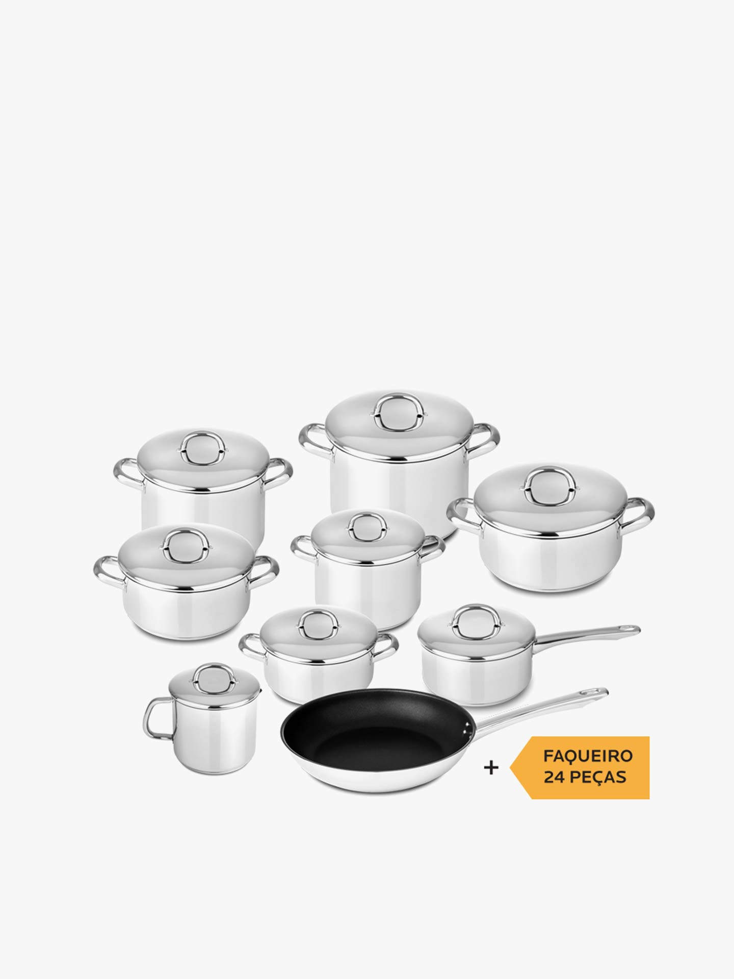 Set de Cozinha Europa 9 Peças + Faqueiro de 24 Peças