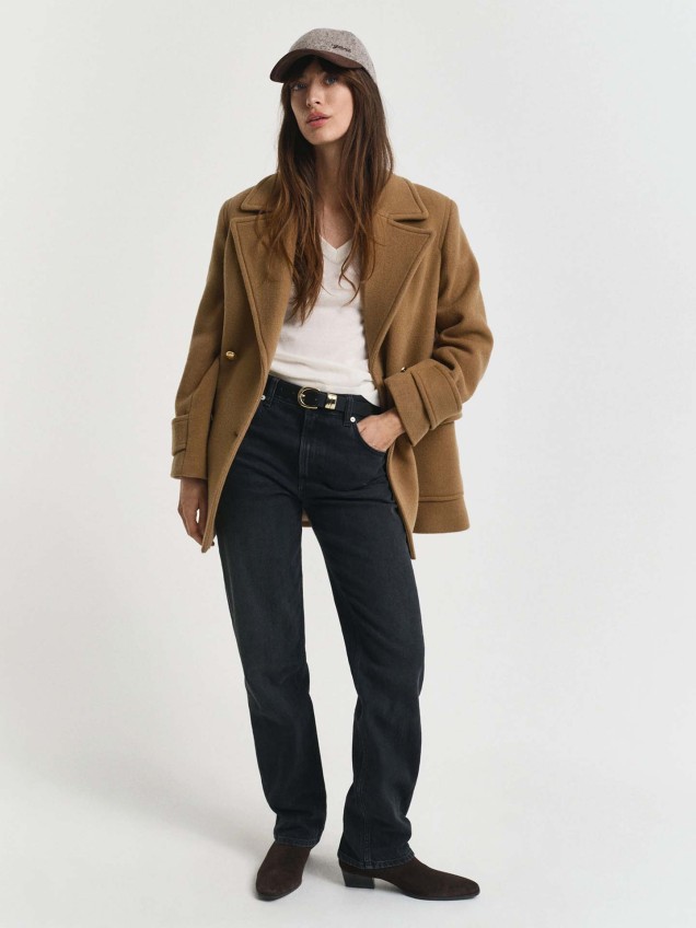 Casaco de Abotoadura Dupla em Lã