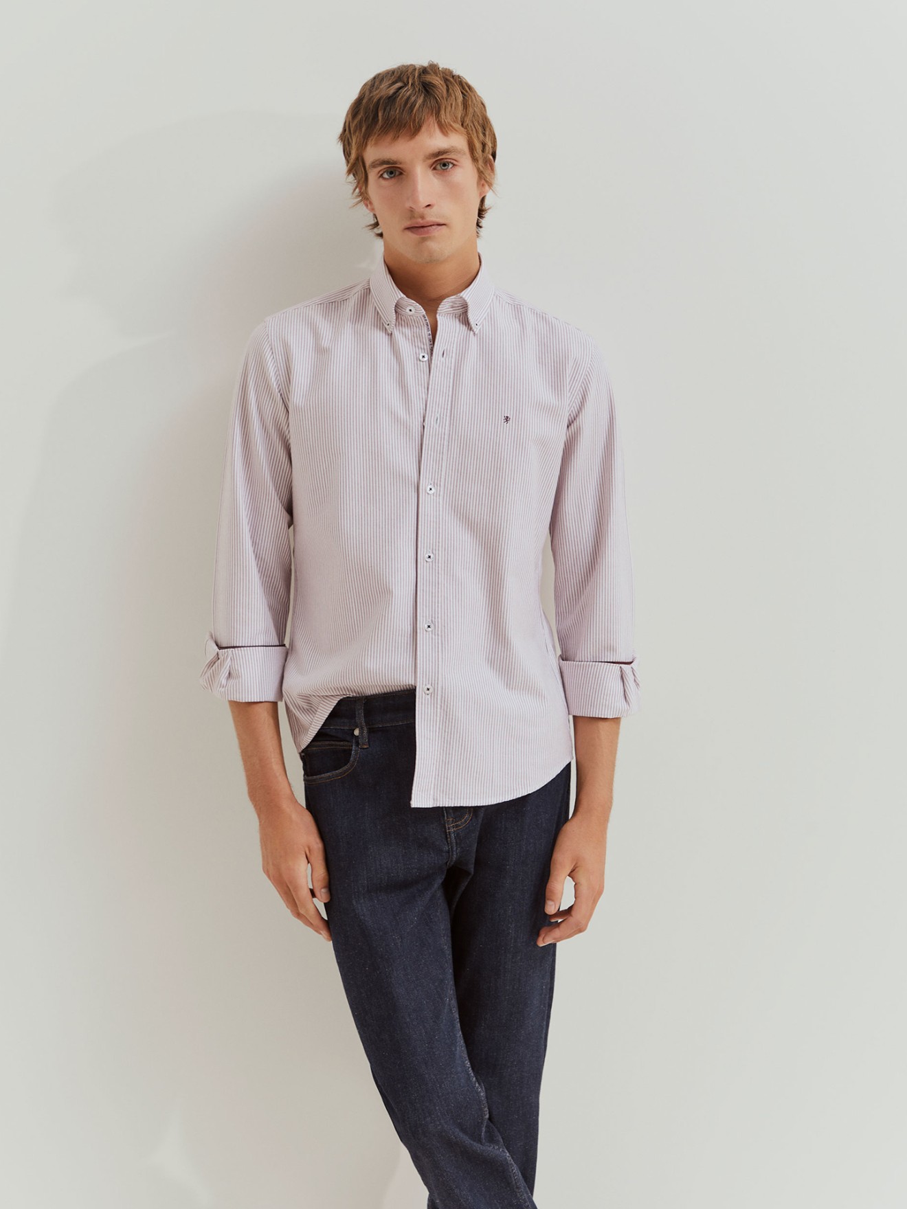 Camisa s Riscas Slim Fit