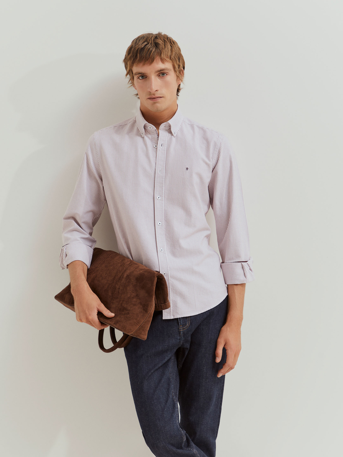 Camisa às Riscas Slim Fit