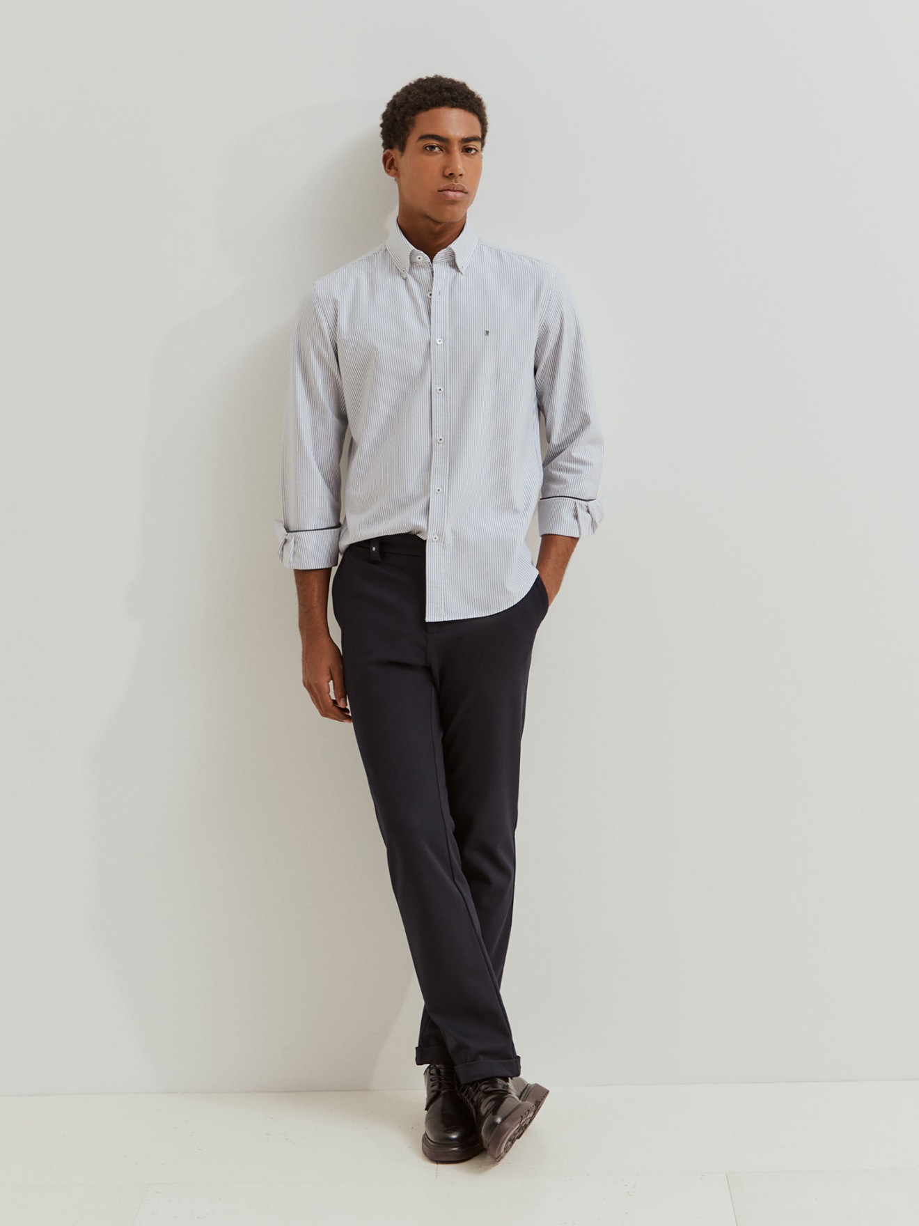 Camisa s Riscas Slim Fit