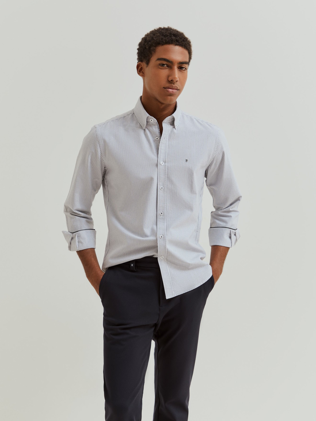 Camisa s Riscas Slim Fit