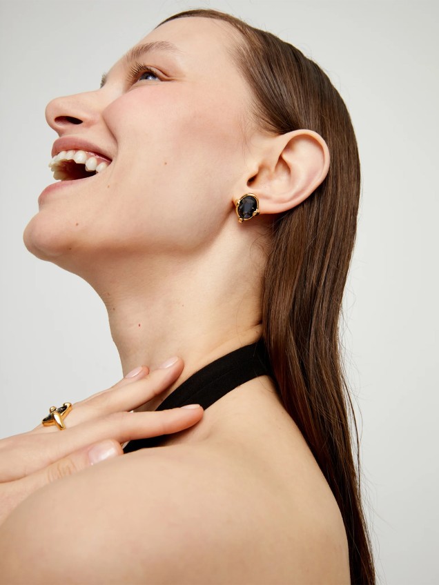 Brincos com Cristal Redondo Facetado