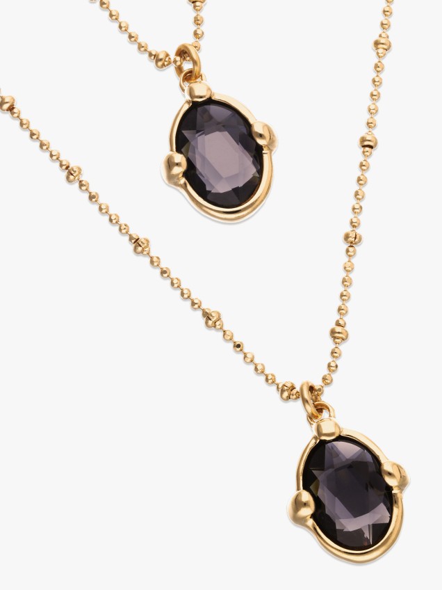 Colar Duplo com Pendentes de Cristal Oval Facetado