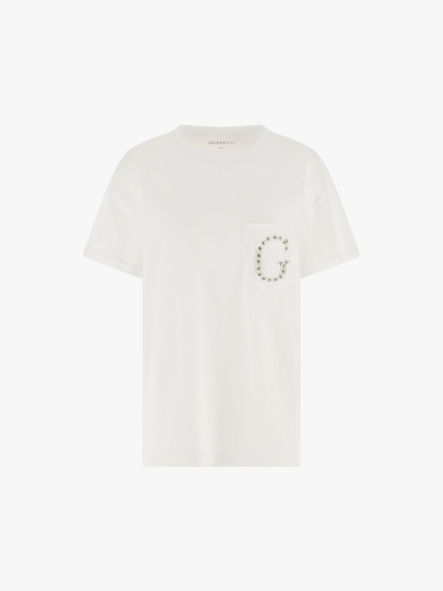 T-shirt com Bolso e P�rolas