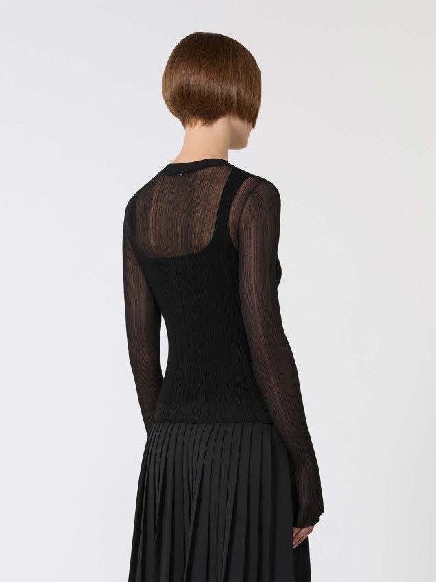 Camisola em Malha Canelada com Transparência SPXBUONO