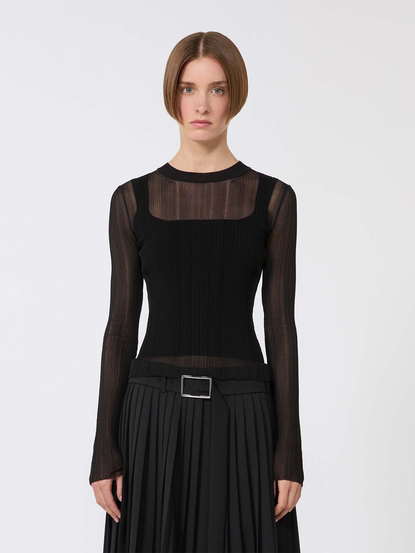 Camisola em Malha Canelada com Transparência SPXBUONO