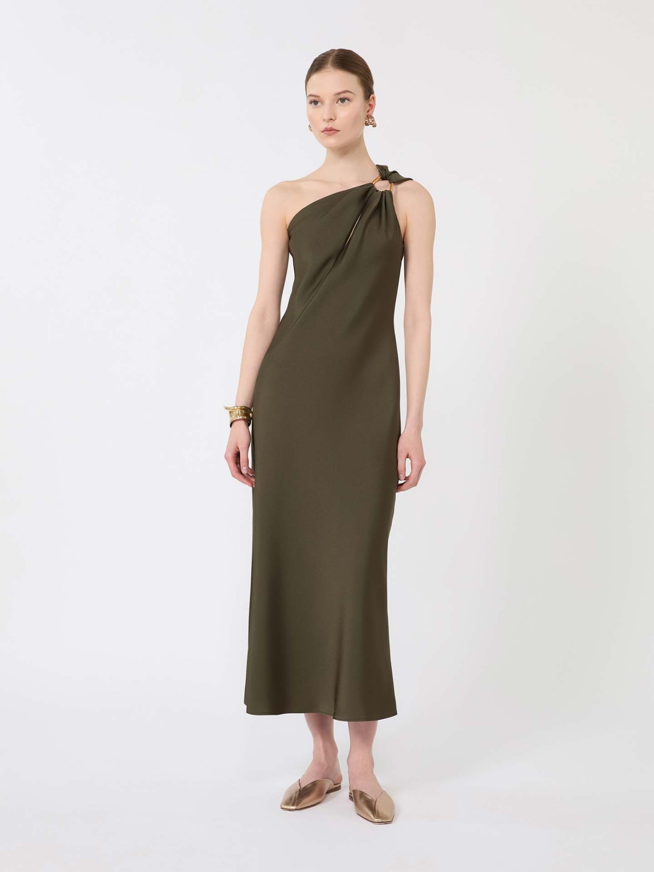 Vestido Longo Assimétrico de Cetim MSEENTRATA