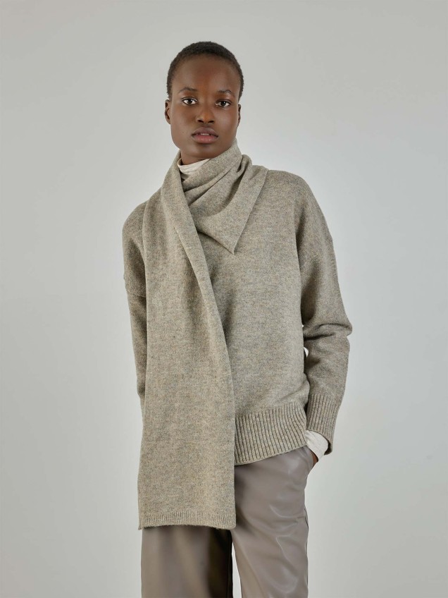 Camisola de Malha com Gola Lenço