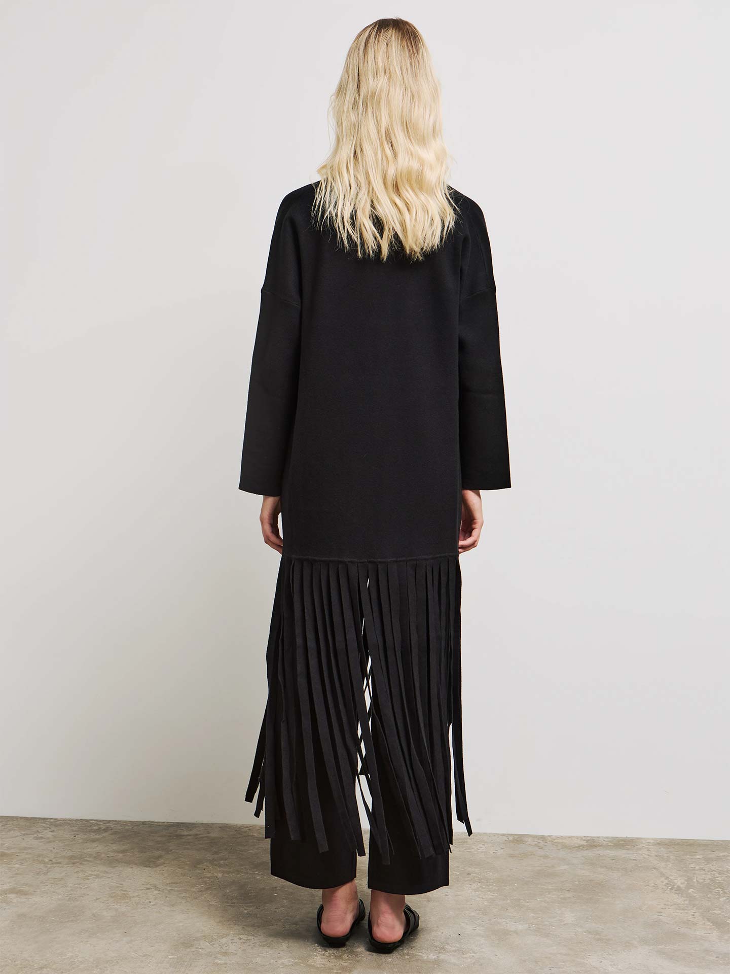 Casaco de Malha Comprido com Franjas