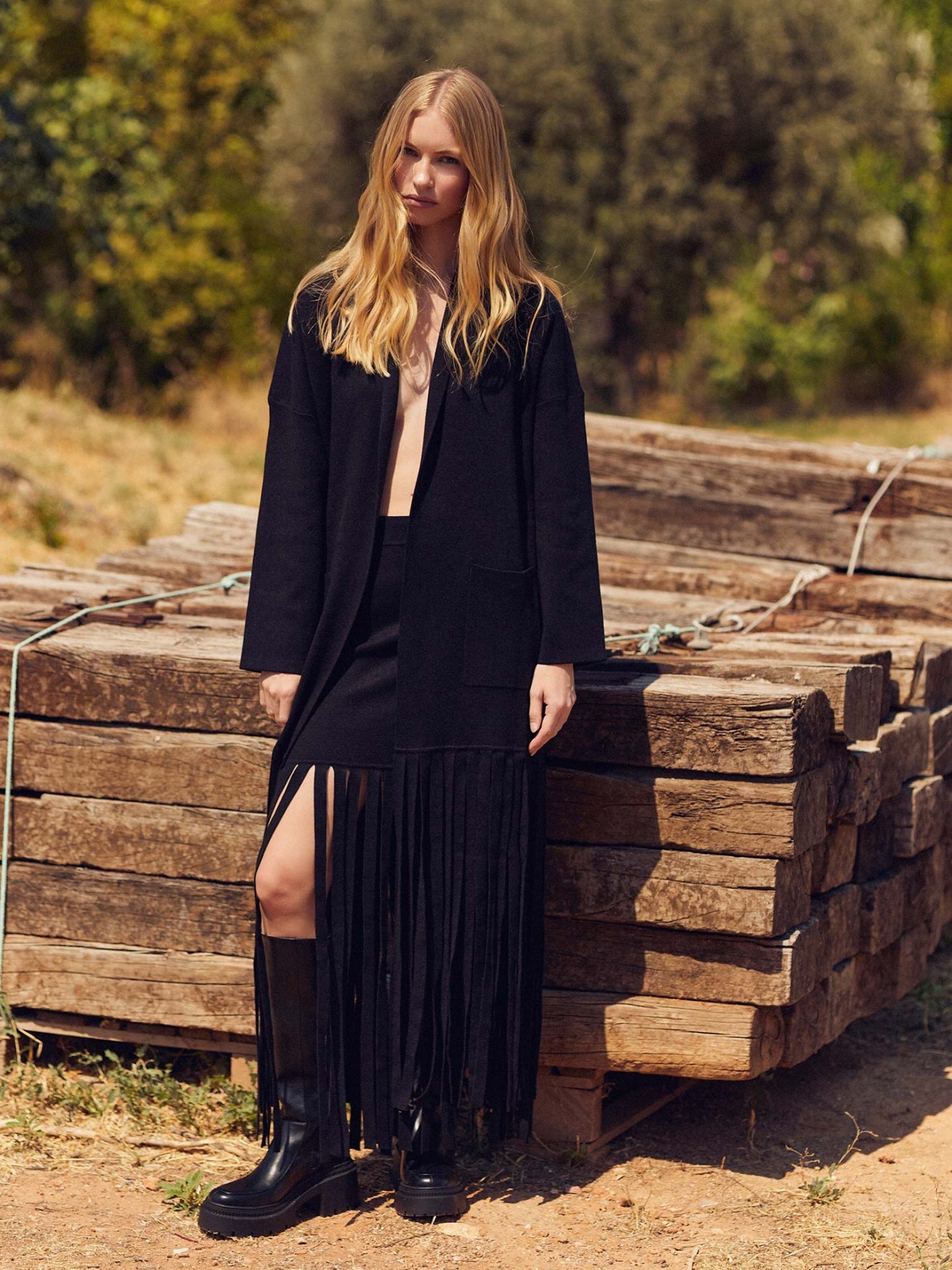 Saia de Malha com Franjas