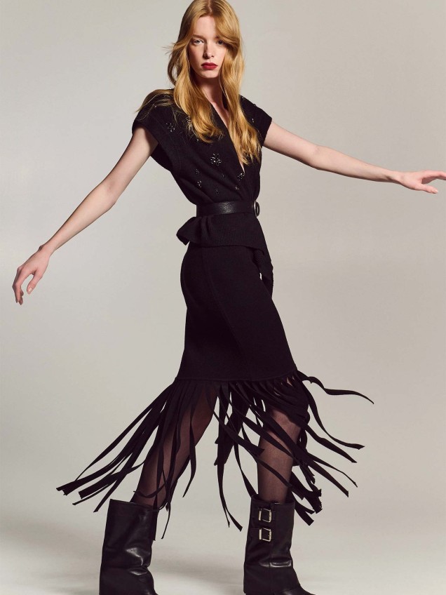 Saia de Malha com Franjas