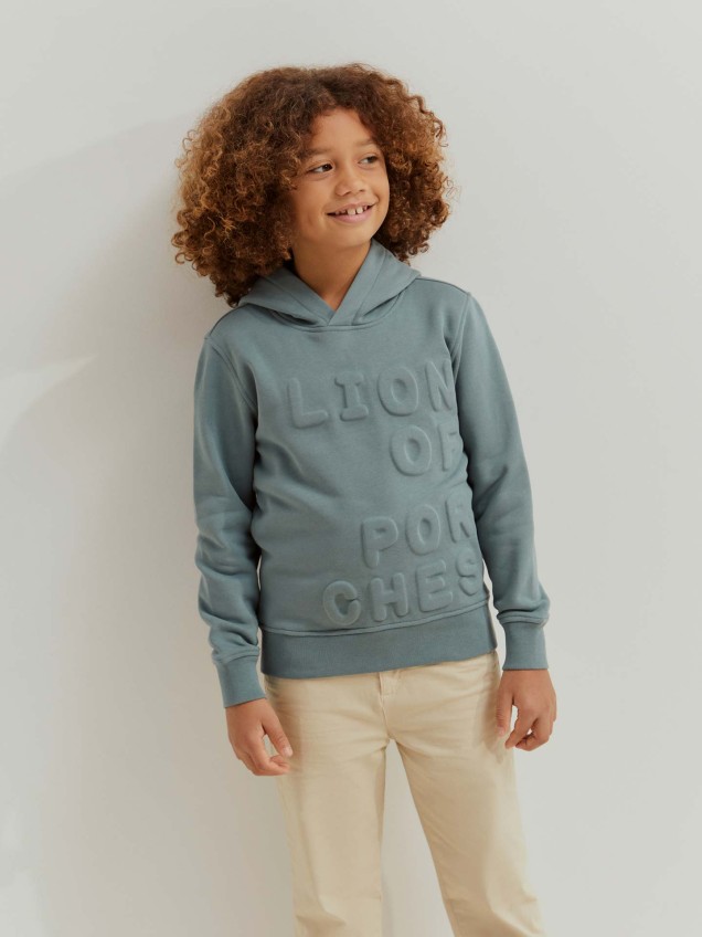 Sweatshirt com Capuz e Logótipo em Relevo