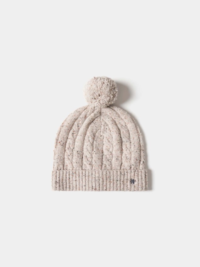 Gorro de Malha Entranada com Pompom
