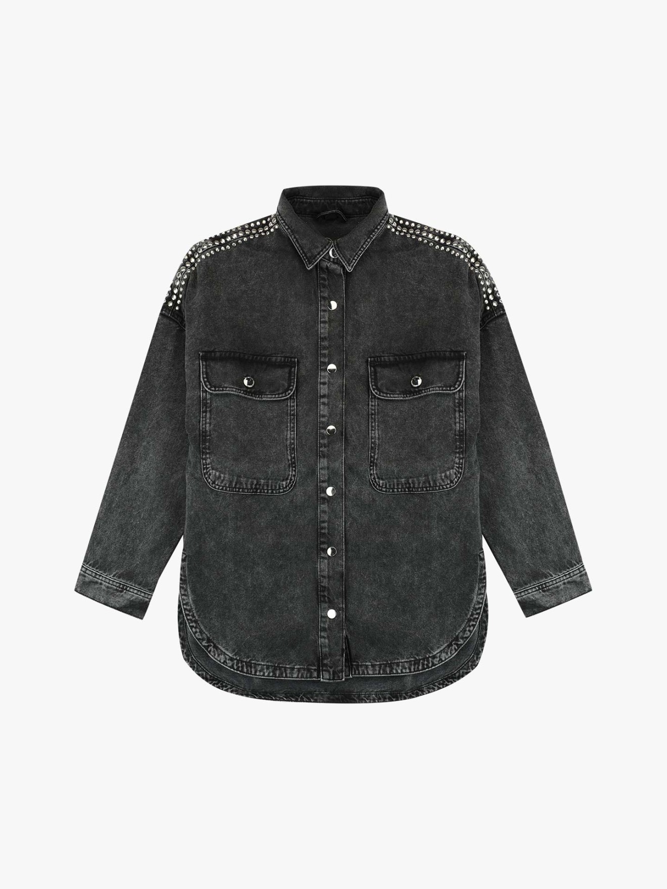 Sobrecamisa de Ganga com Tachas nos Ombros