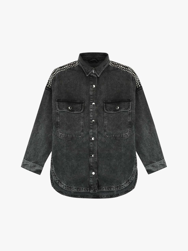 Sobrecamisa de Ganga com Tachas nos Ombros