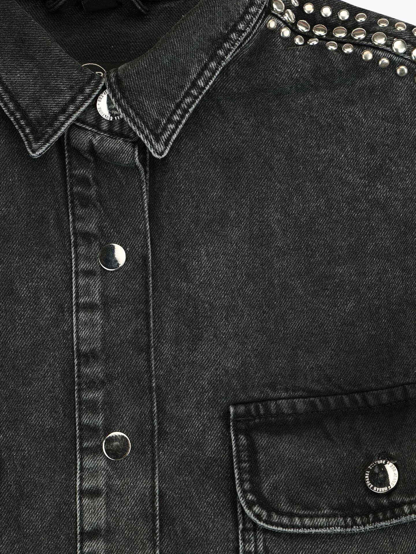 Sobrecamisa de Ganga com Tachas nos Ombros