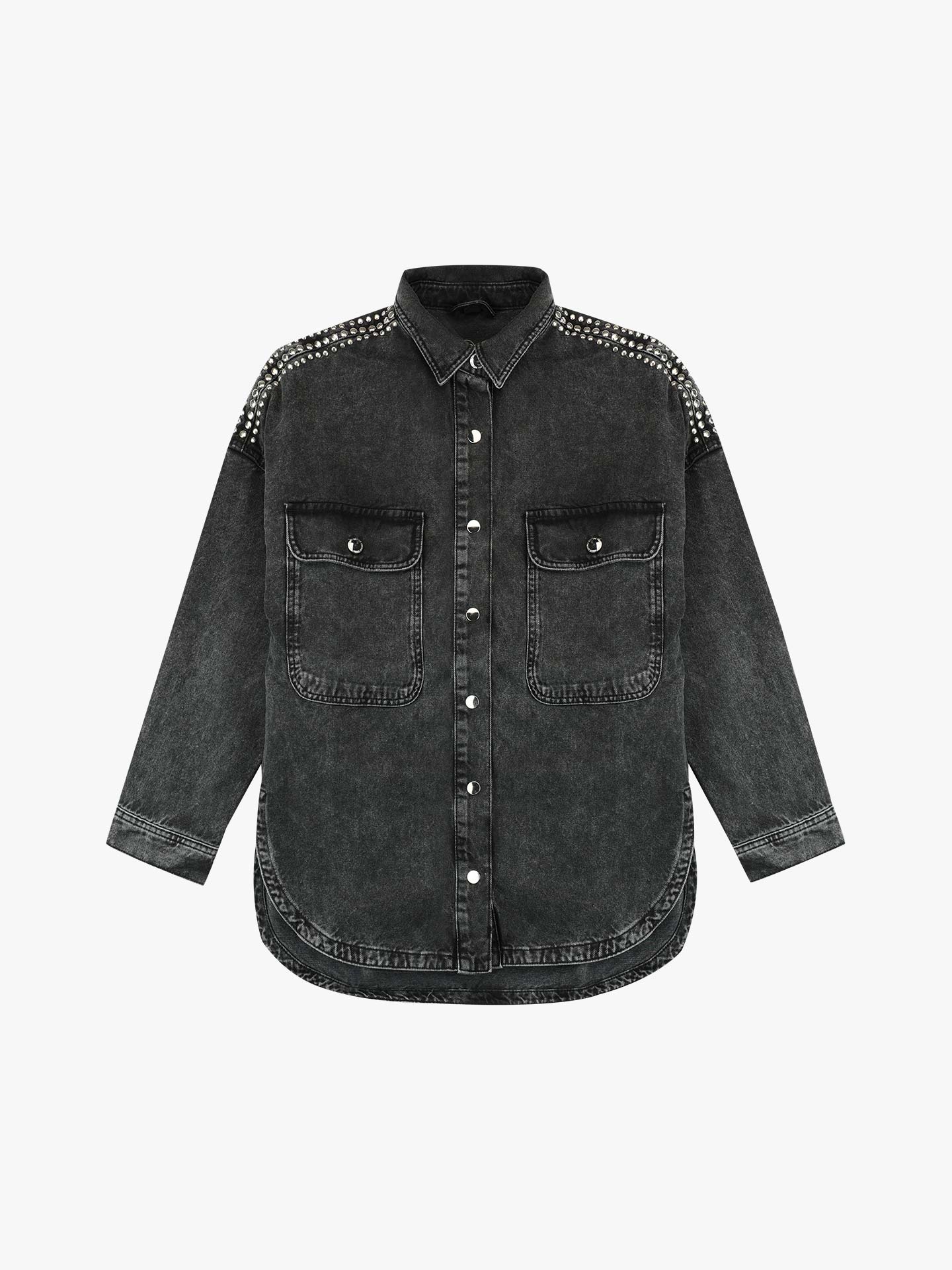 Sobrecamisa de Ganga com Tachas nos Ombros