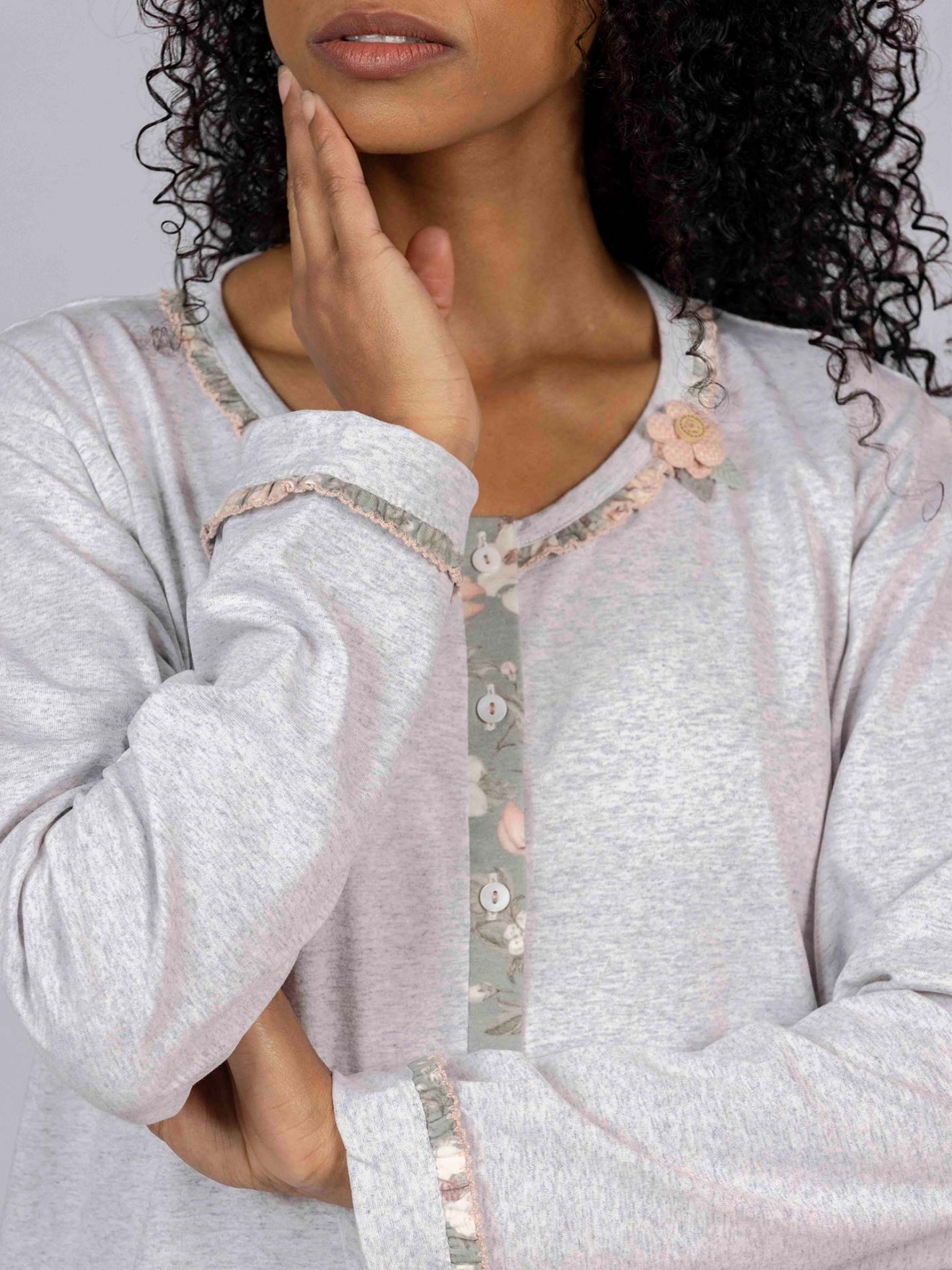 Camisa de Noite de Manga Comprida