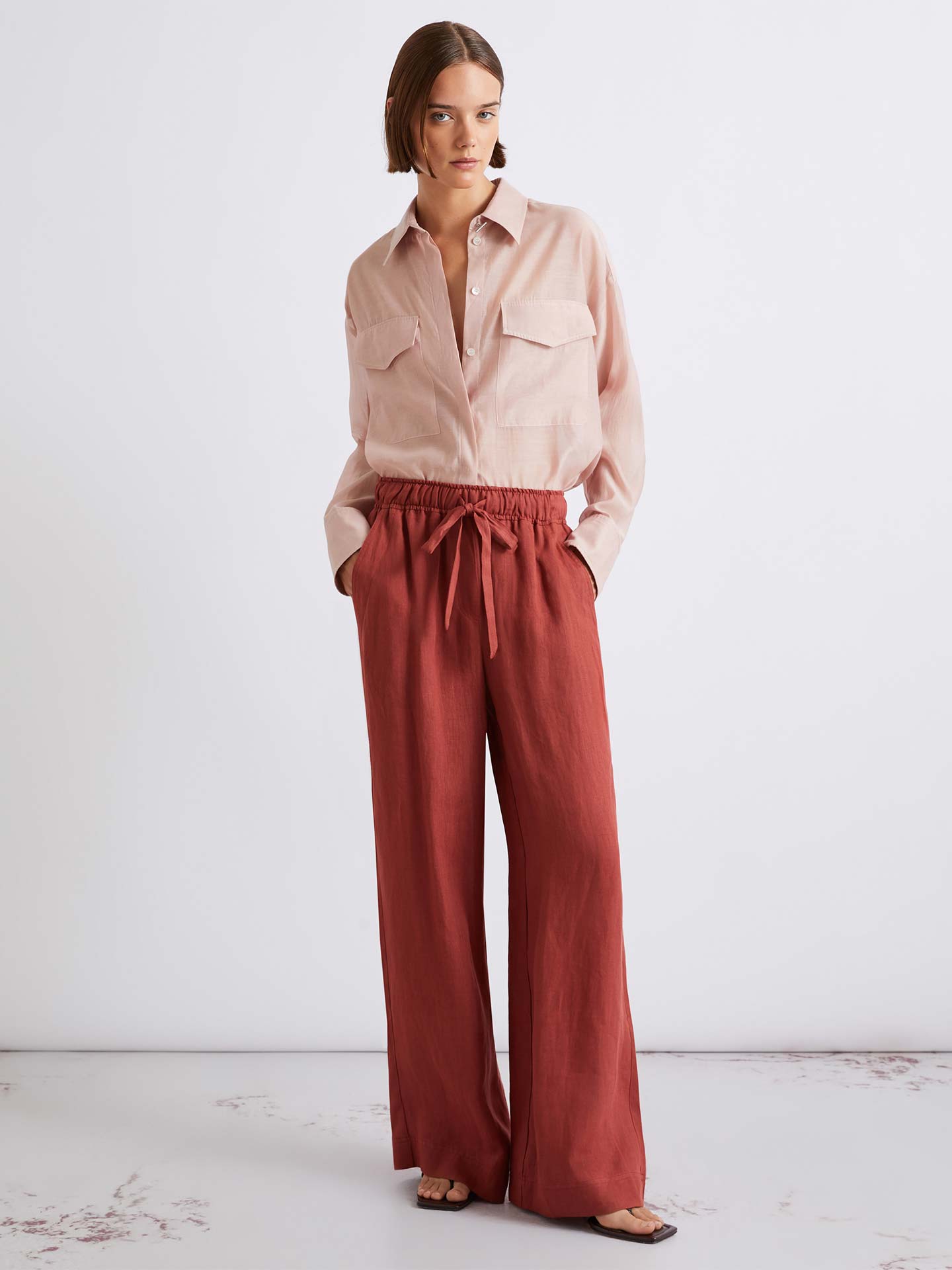 Calças de Linho com Perna Larga MLSUOMO