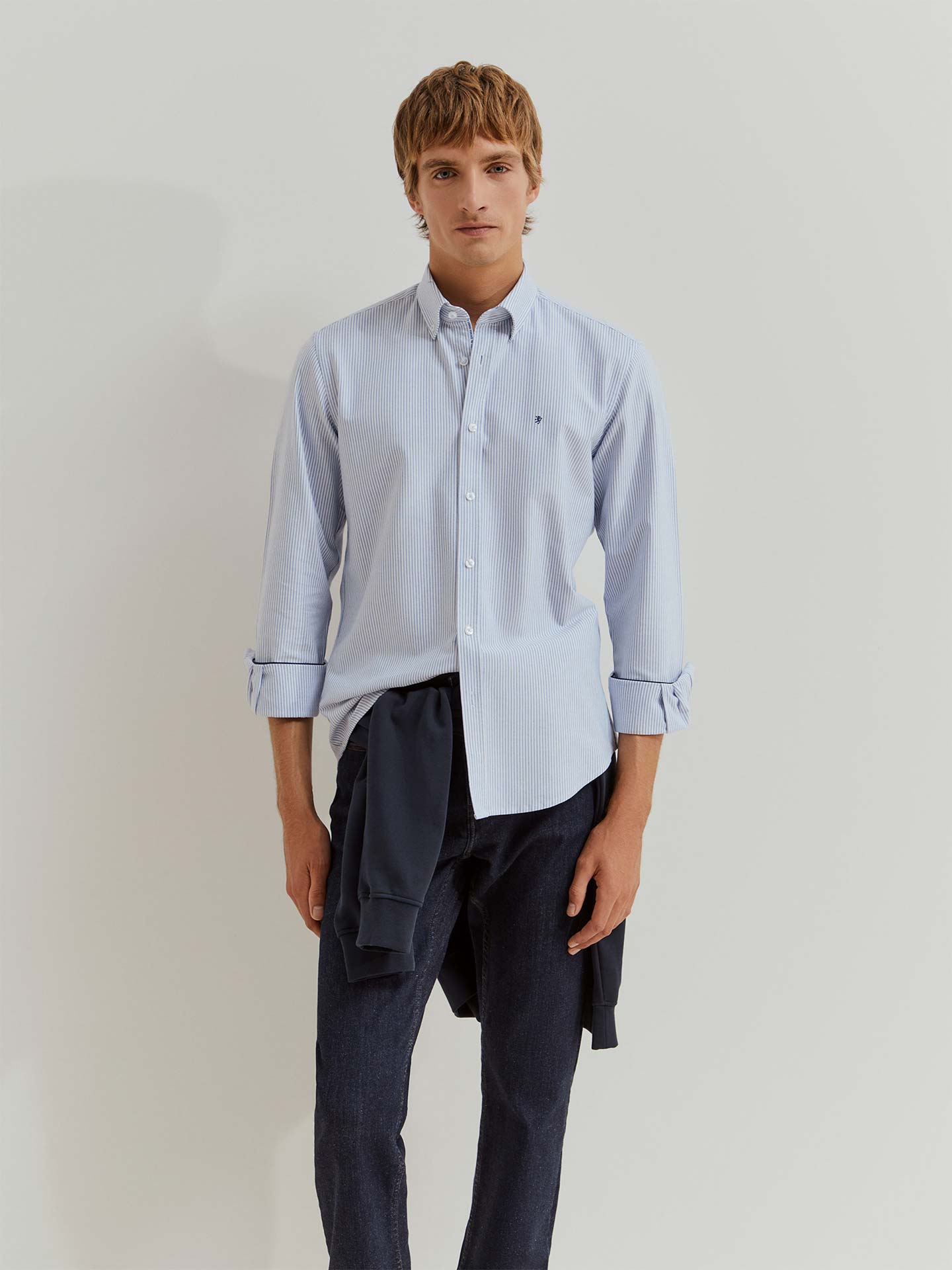 Camisa às Riscas Slim Fit