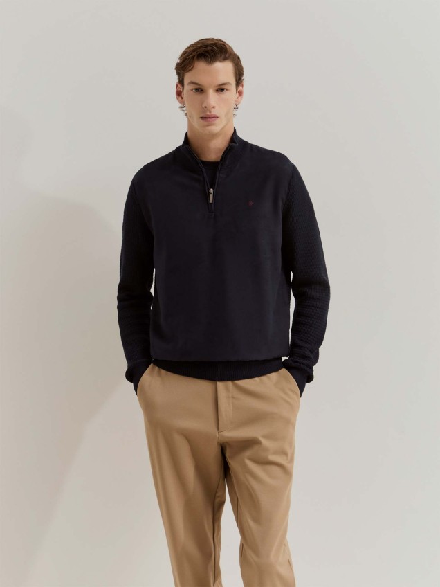 Camisola de Malha Combinada com Fecho