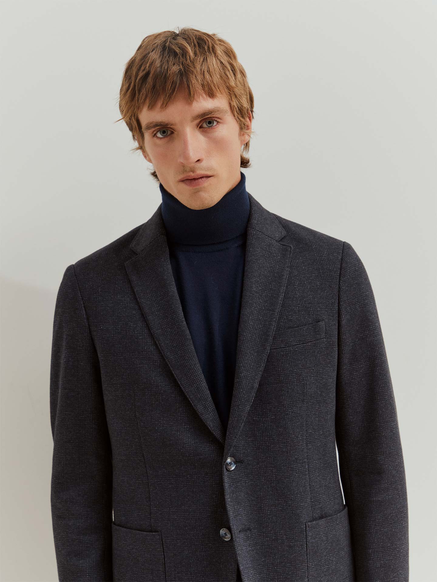 Blazer Slim Fit com Padrão de Xadrez