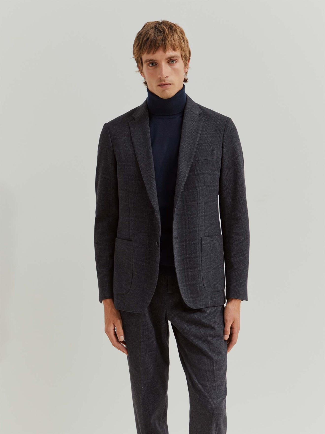 Blazer Slim Fit com Padro de Xadrez