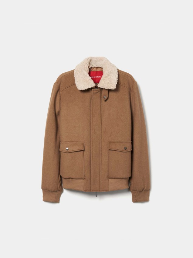 Blusão de Lã com Gola Amovível