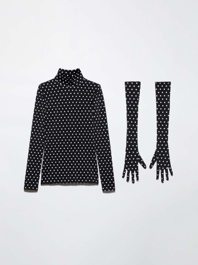 Camisola de Gola Alta e Luvas MCOFUGGITO