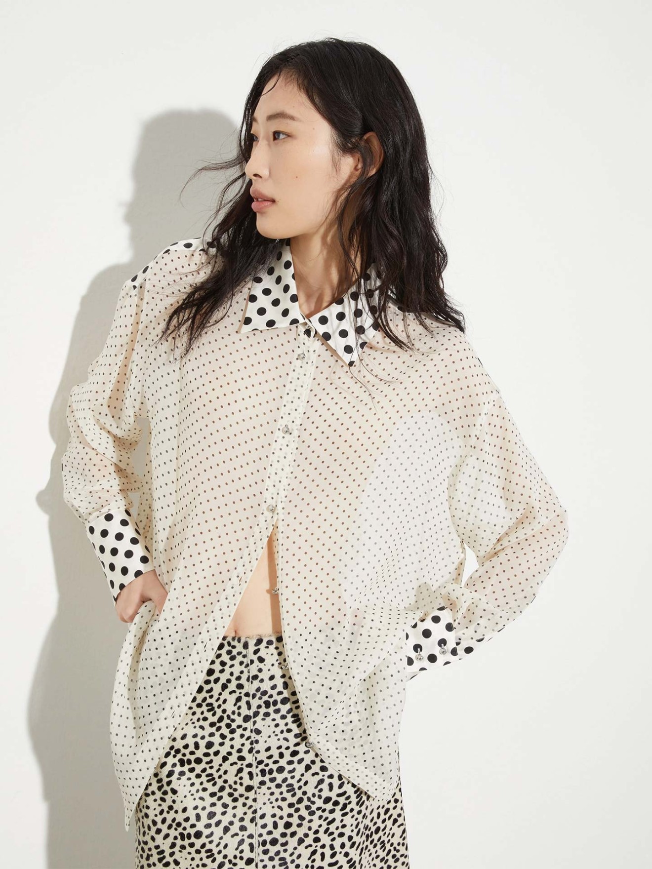 Camisa de Seda com Padrão MCOACUME