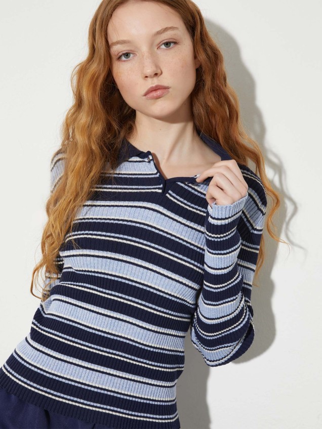 Camisola de Malha Canelada às Riscas MCOLOCUSTA