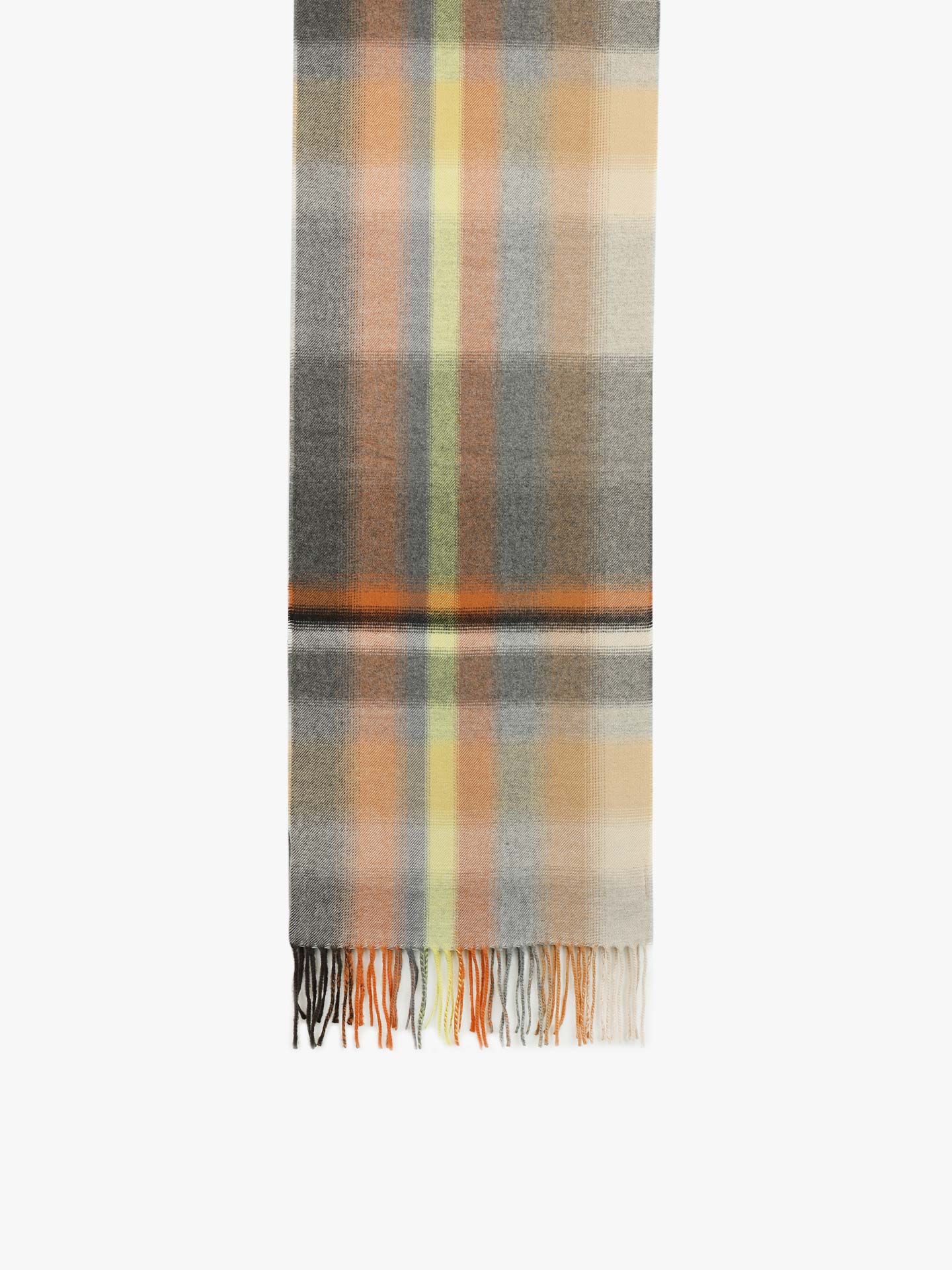 Écharpe com Padrão Xadrez e Franjas