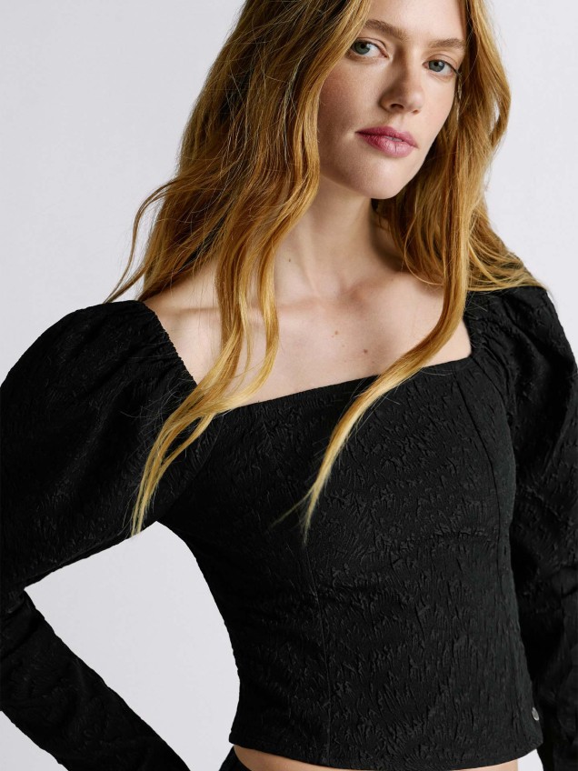 Top Cropped com Decote Quadrado