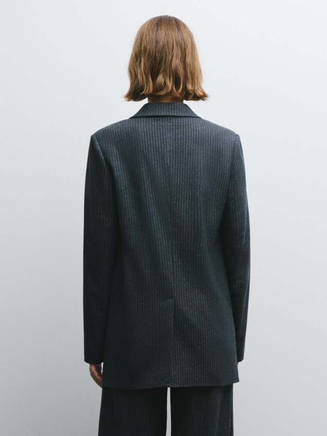 Blazer às Riscas com Fio Metalizado