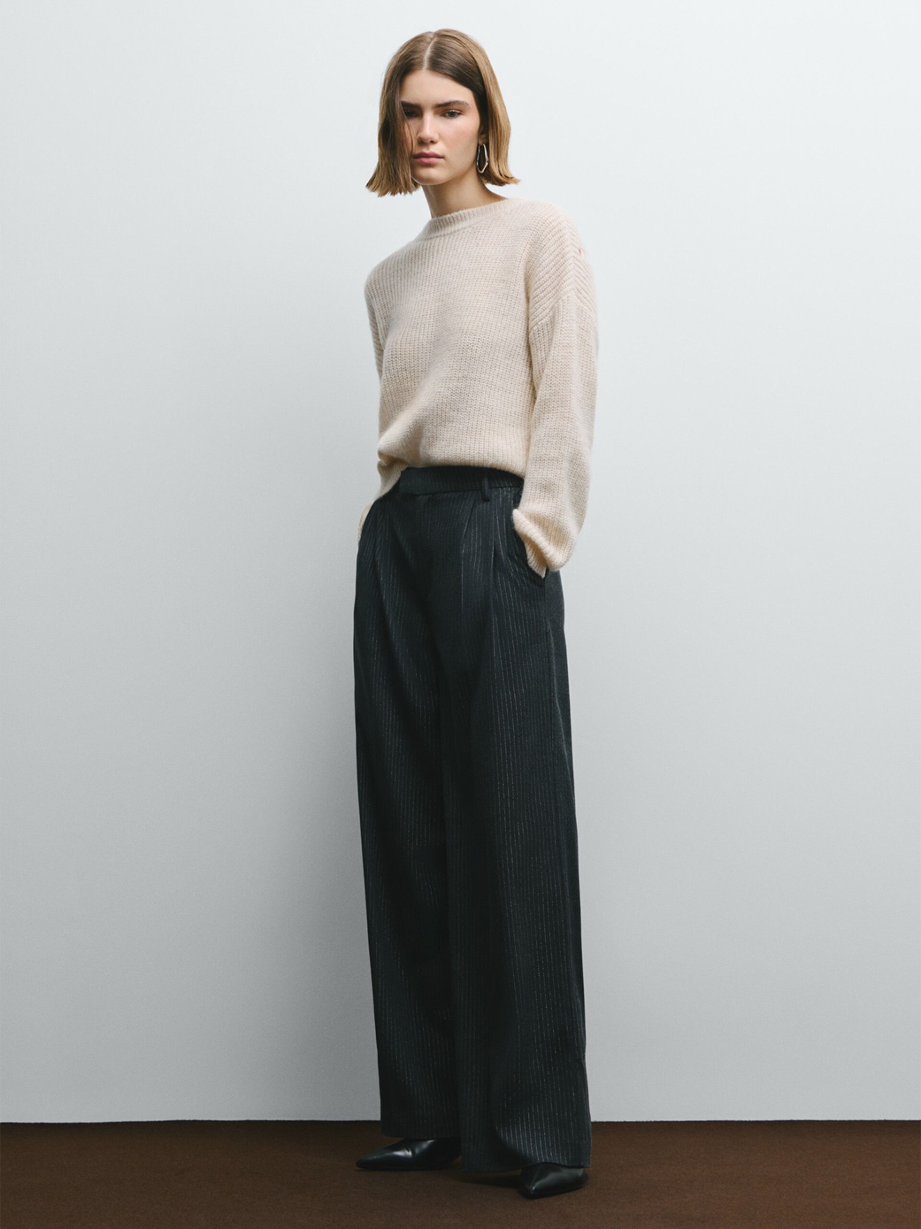 Cal�as Largas de Cintura Subida com Riscas