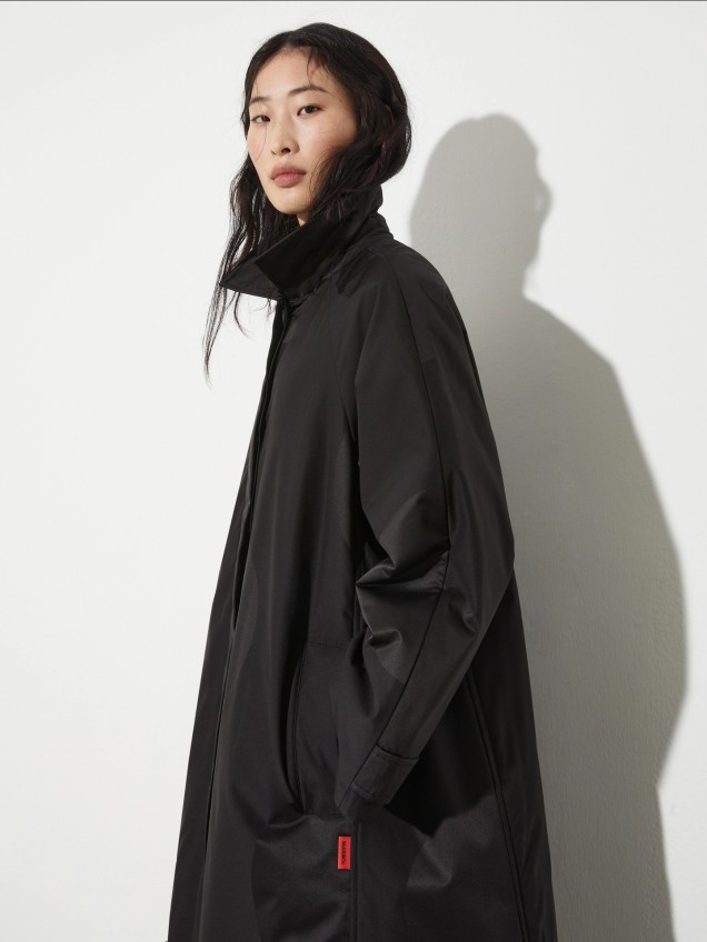 Casaco Acolchoado Comprido com Padrão Jacquard de Maxi Pois