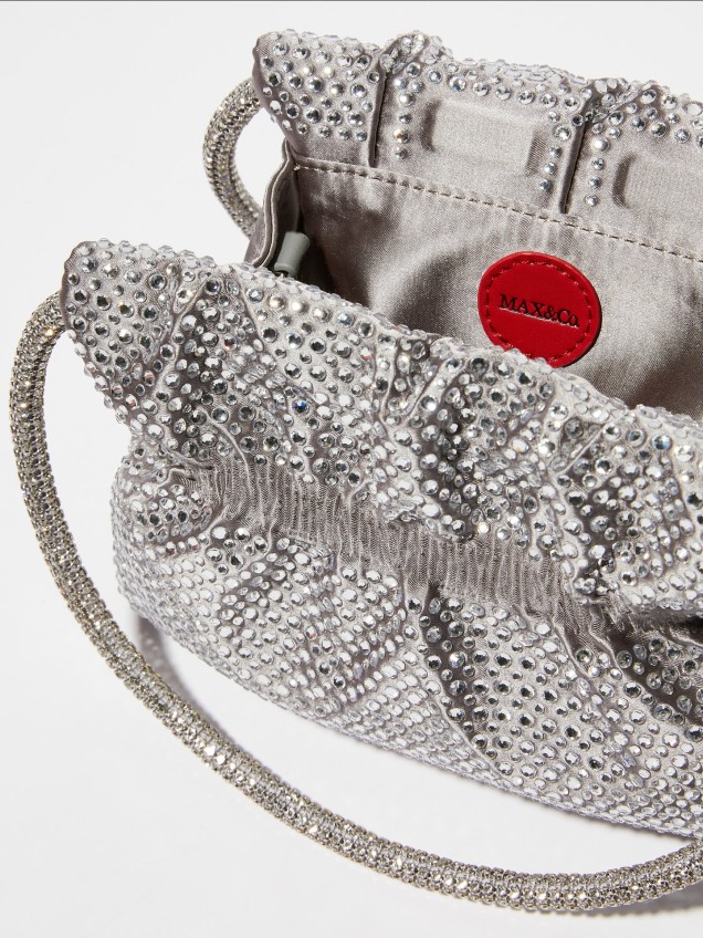 Mini Mala de Ombro de Cetim com Brilhantes MCAMOSCHEA