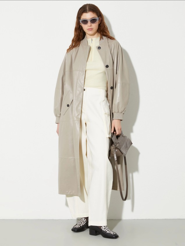 Sobretudo Comprido em Pele MCOGINSENG