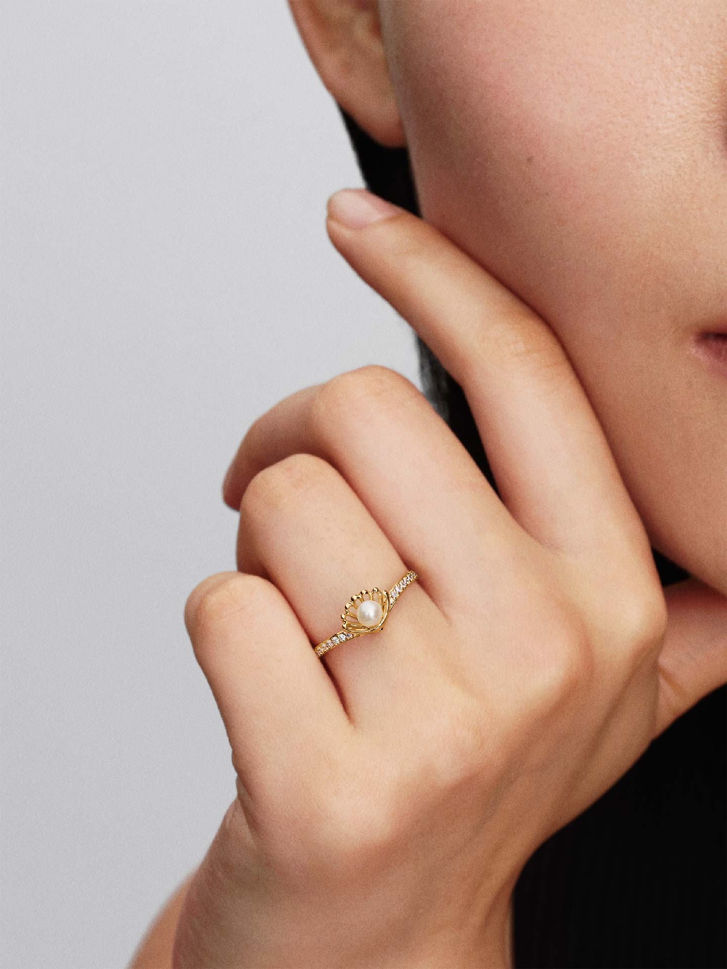 Anel Pérola de Cultura Concha Ariel Princesas Disney