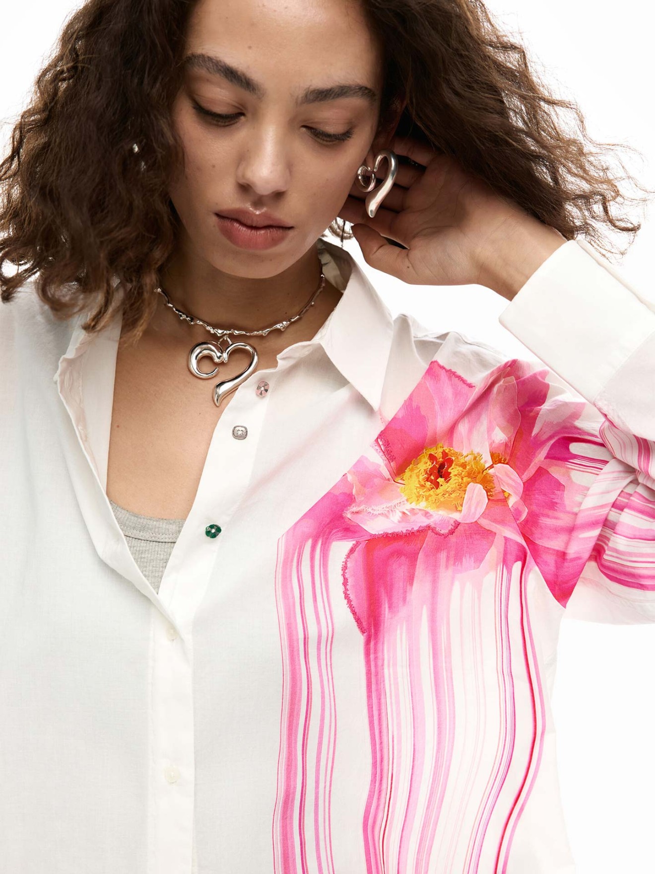 Camisa Oversized com Estampado Floral