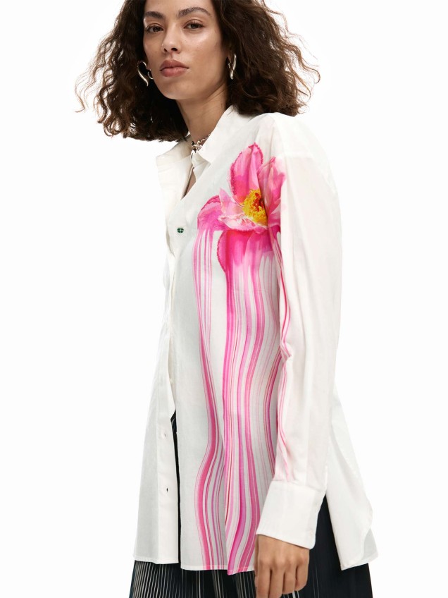 Camisa Oversized com Estampado Floral