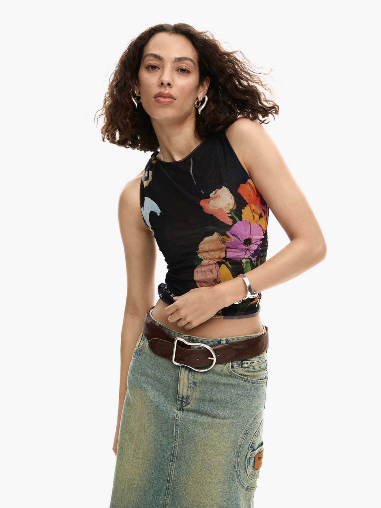 Top de Tule com Estampado Floral