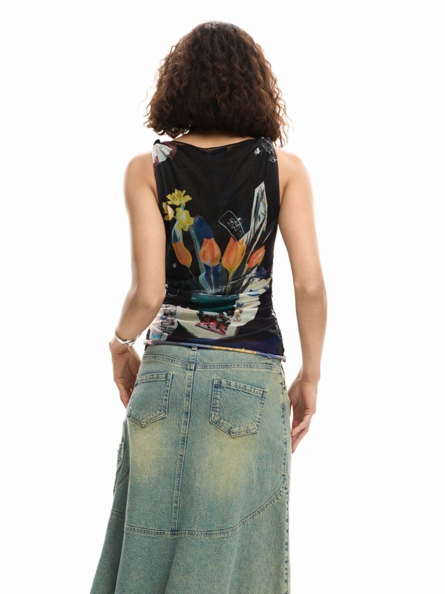Top de Tule com Estampado Floral