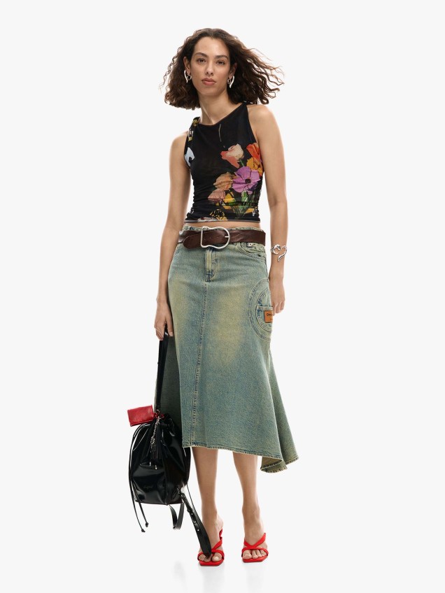 Top de Tule com Estampado Floral