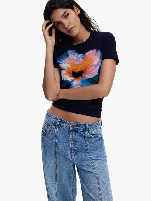 T-shirt Slim Fit com Estampado Floral