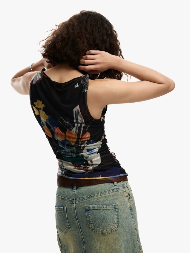 Top de Tule com Estampado Floral