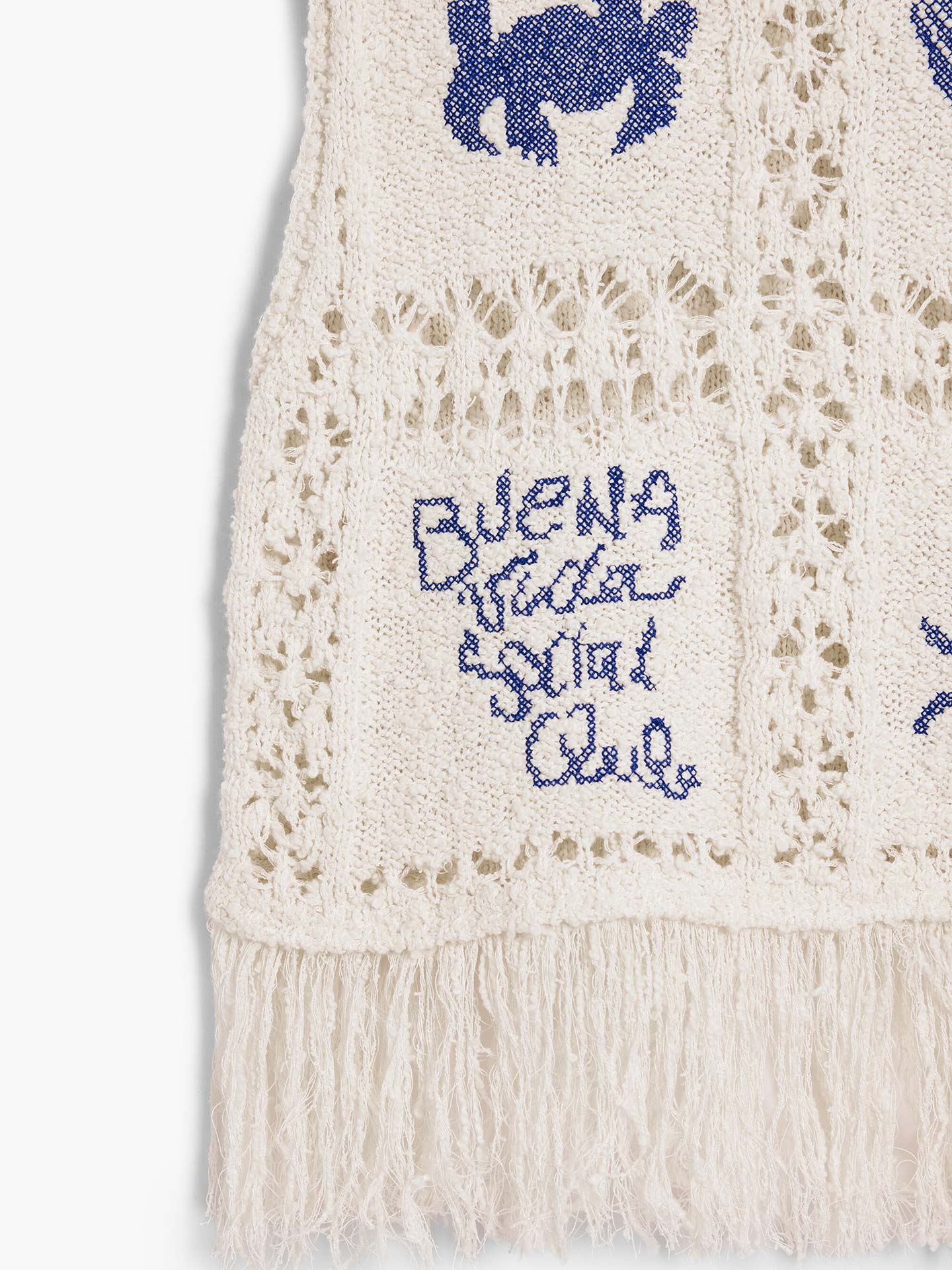 Colete de Croché com Bordados e Franjas