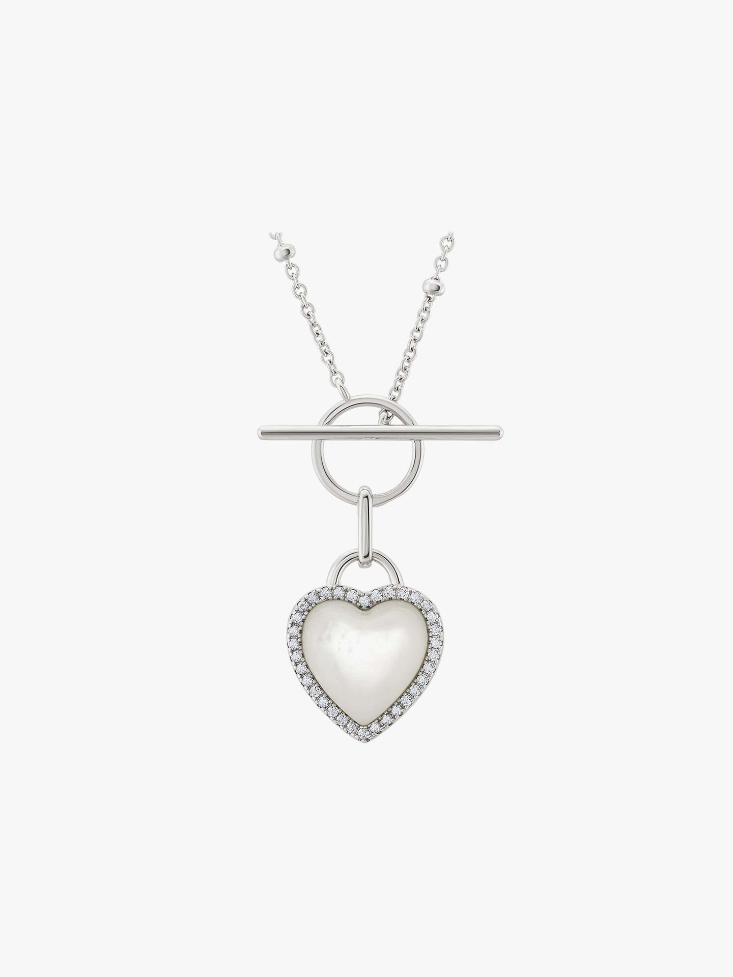Colar Classy Heart Mother of Pearls Silver