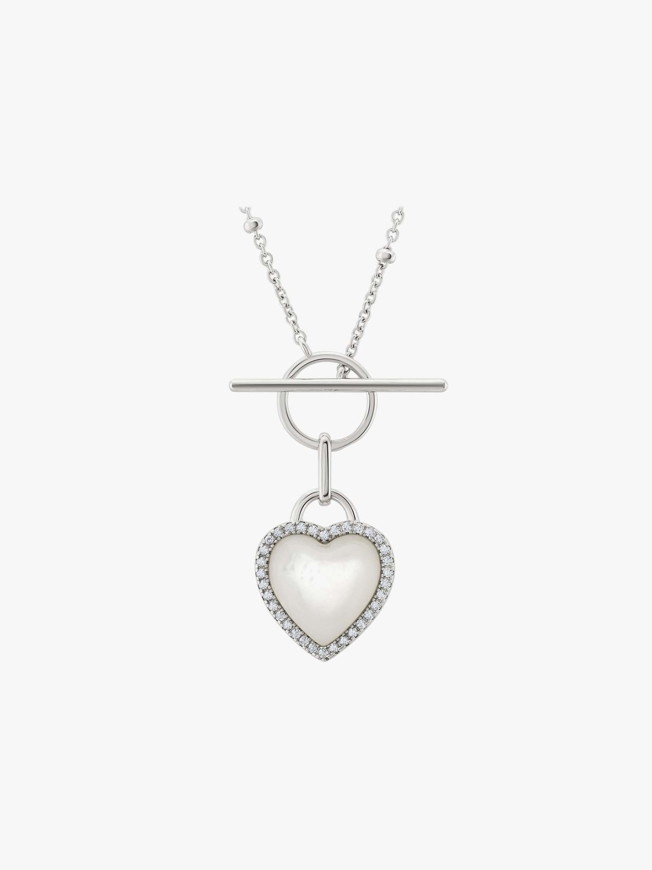 Colar Classy Heart Mother of Pearls Silver
